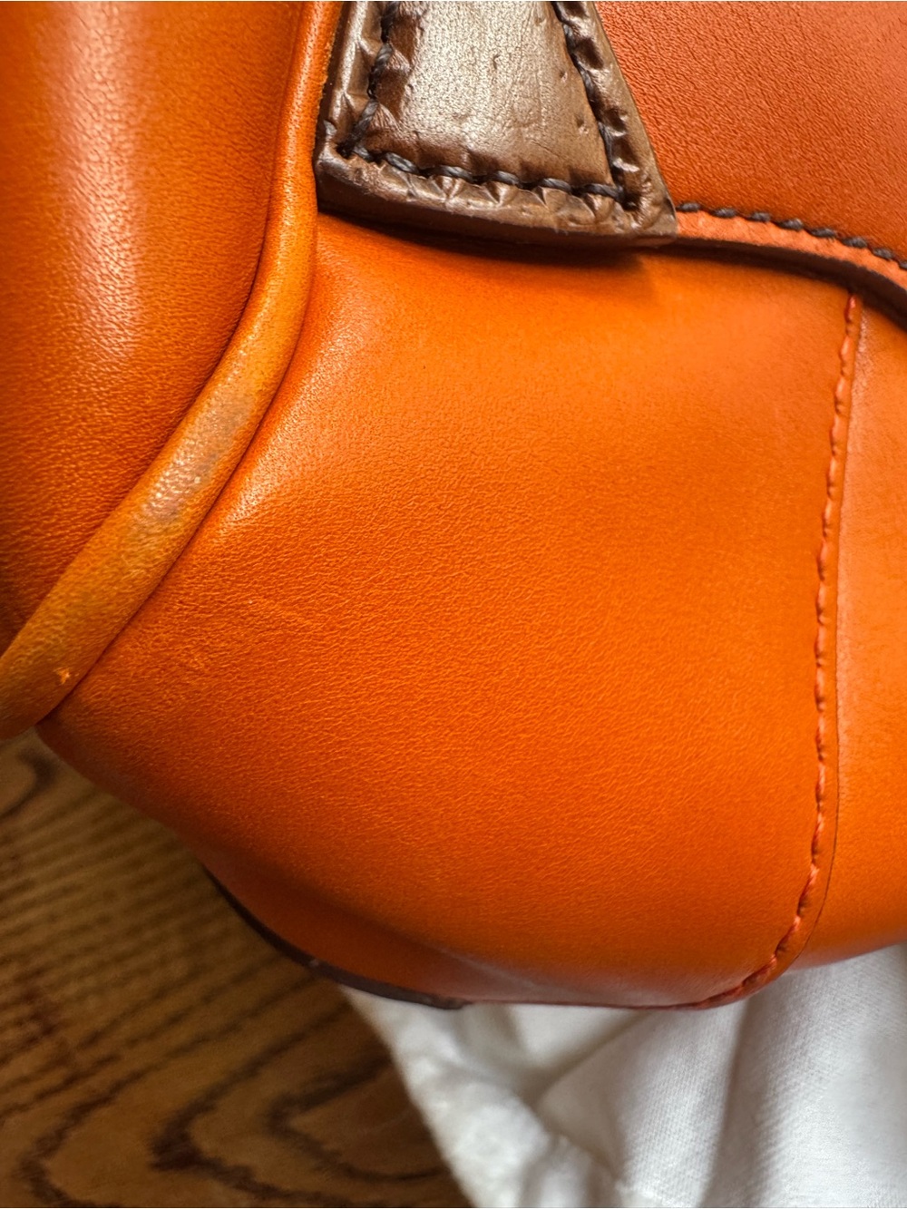 Prada Orange Leather Shoulder Bag with Brown Trim - Picture 15 of 16